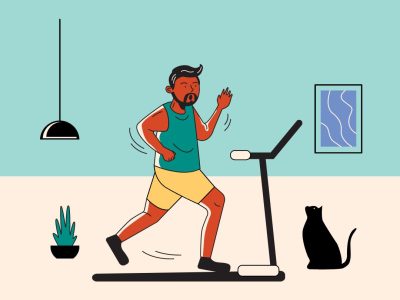 Workout at Home Social Media Post with Graphic Illustration of Man Running